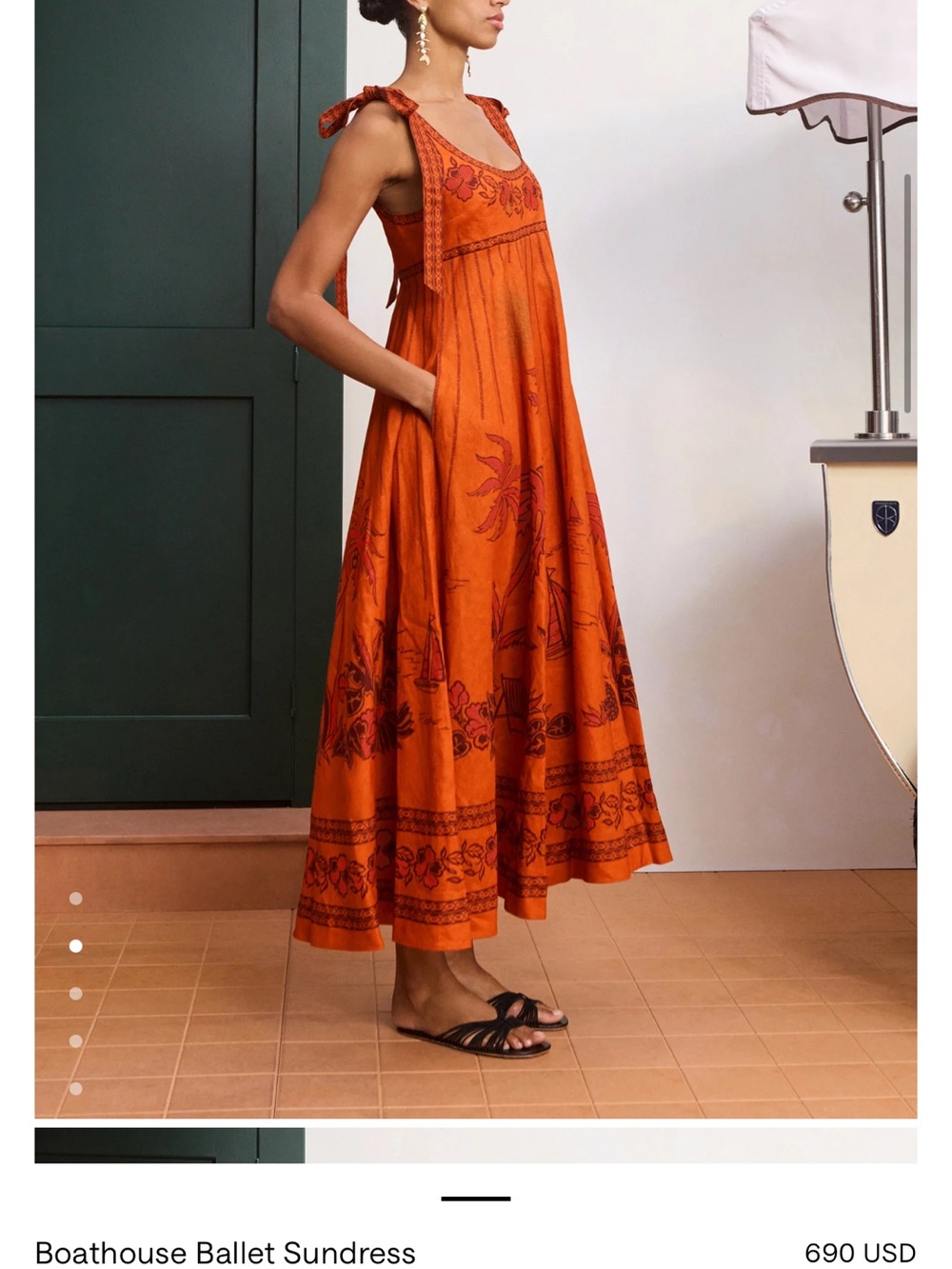 Alemais Orange Floral Tie-Strap Maxi Dress - Picture 14 of 15